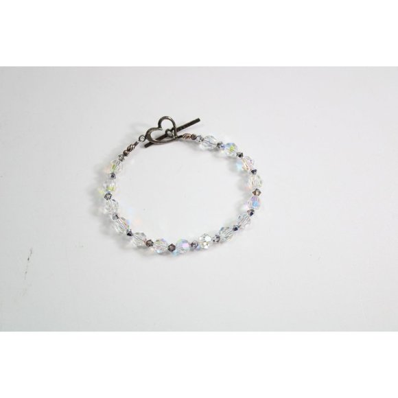 Aurora Borealis Beaded Necklace Clear .925 Clasp 88053 - Picture 1 of 5